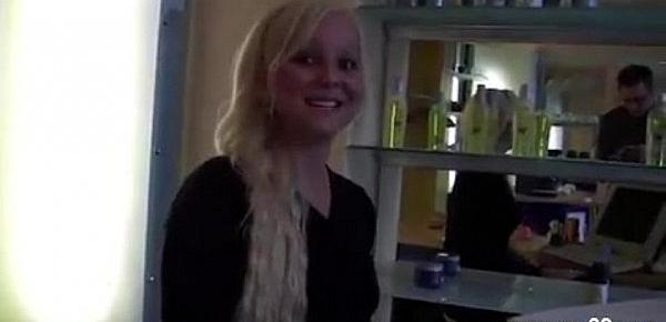  AMAZING german blonde girl fucked in barbershop - Great Body